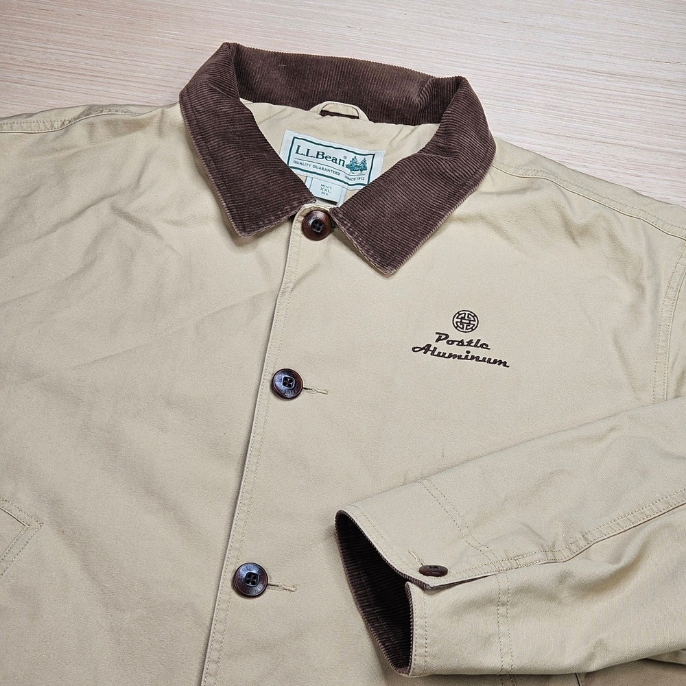 LL Bean Original Field Coat Barn Jacket Men XXL Corduroy Collar Canvas Logo